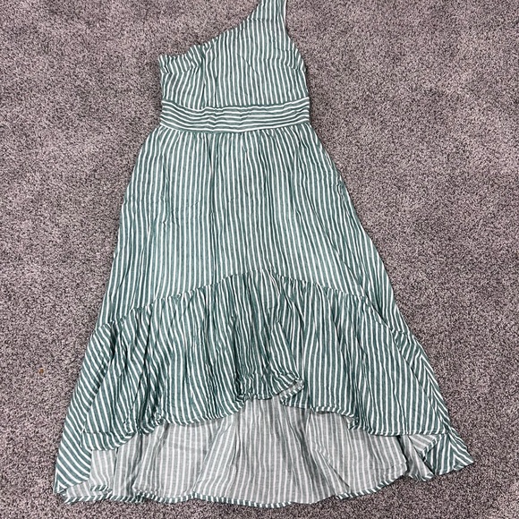 Francesca’s Sloane Striped One Shoulder Midi Dress High Low Linen Cotton Size XS - Picture 4 of 15